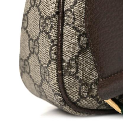 GG Supreme Monogram Textured Dollar Calfskin Web Small Ophidia GG Handbag Beige Ebony New Acero
