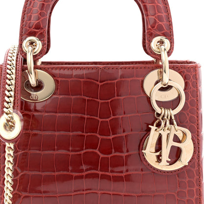 Alligator Mini Lady Dior Red