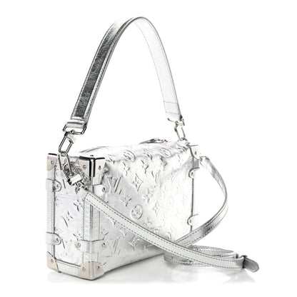 Calfskin Monogram Miroir LV Ski Side Trunk MM Silver