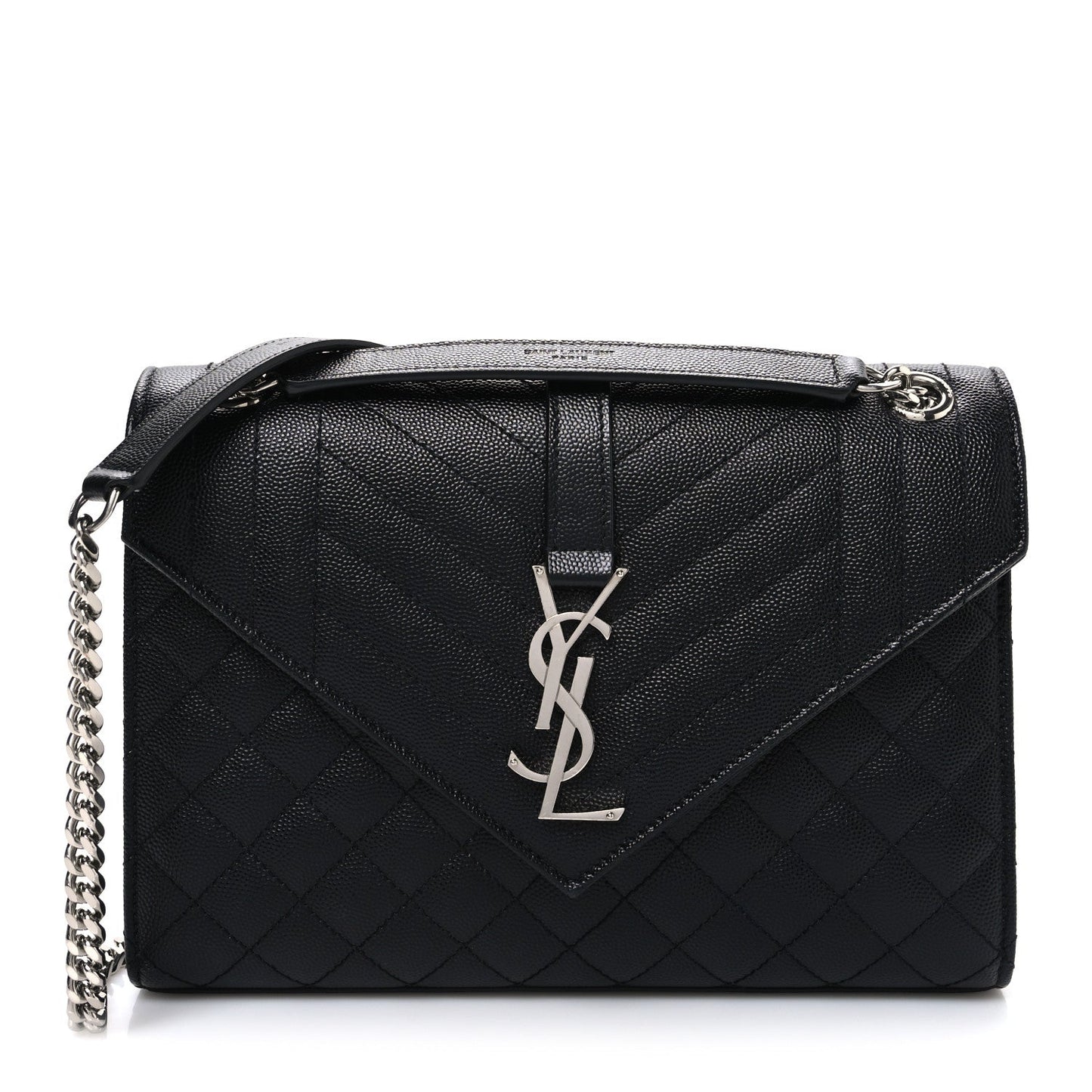 Grain De Poudre Textured Mixed Matelasse Triquilt Medium Monogram Satchel Black