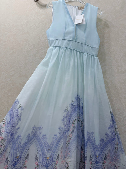 Zimmermann Triomphe Melody Maxi Dress Light Blue Cotton 342117