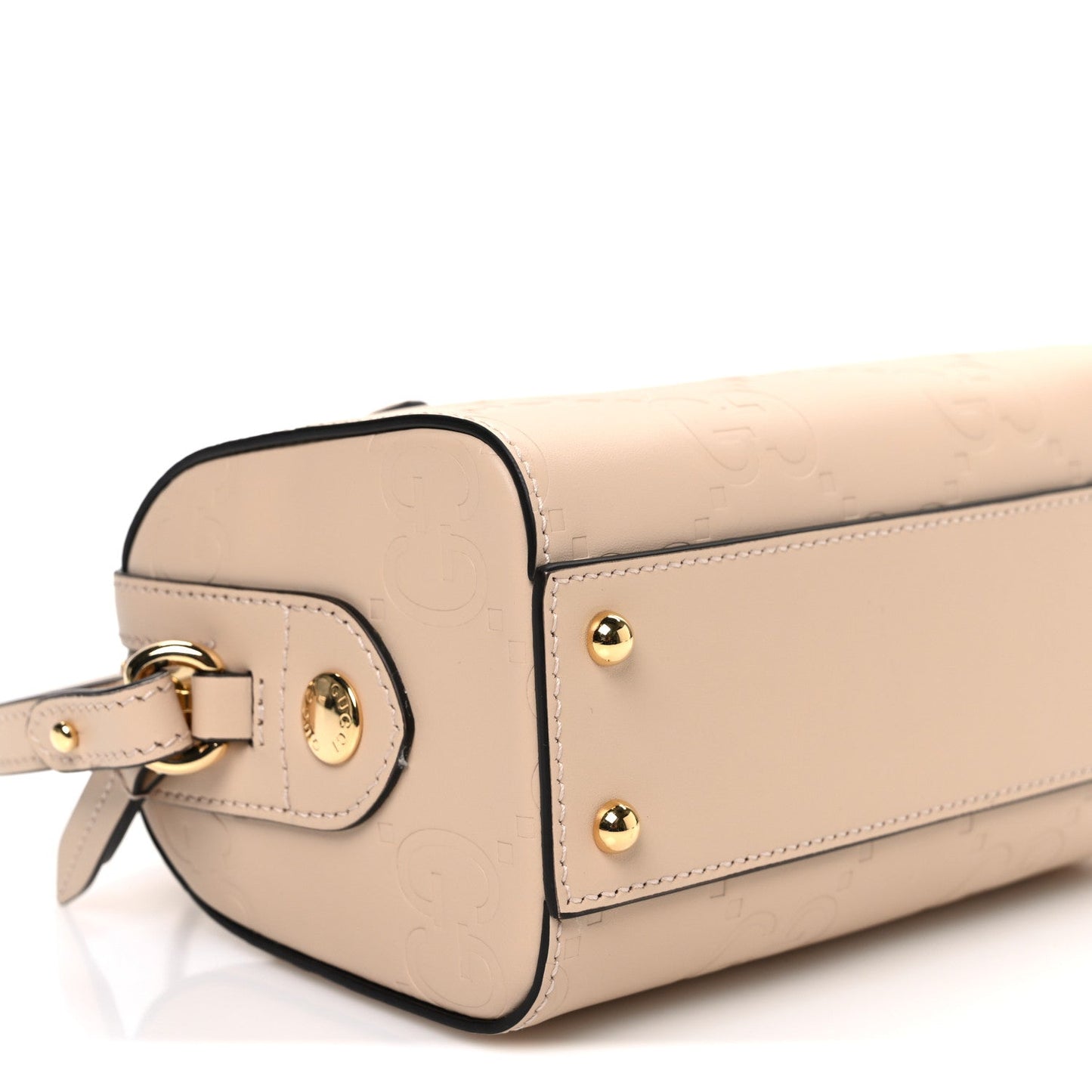 Gilbert Calfskin Jumbo GG Embossed Super Mini Top Handle Bowler Bag Beige