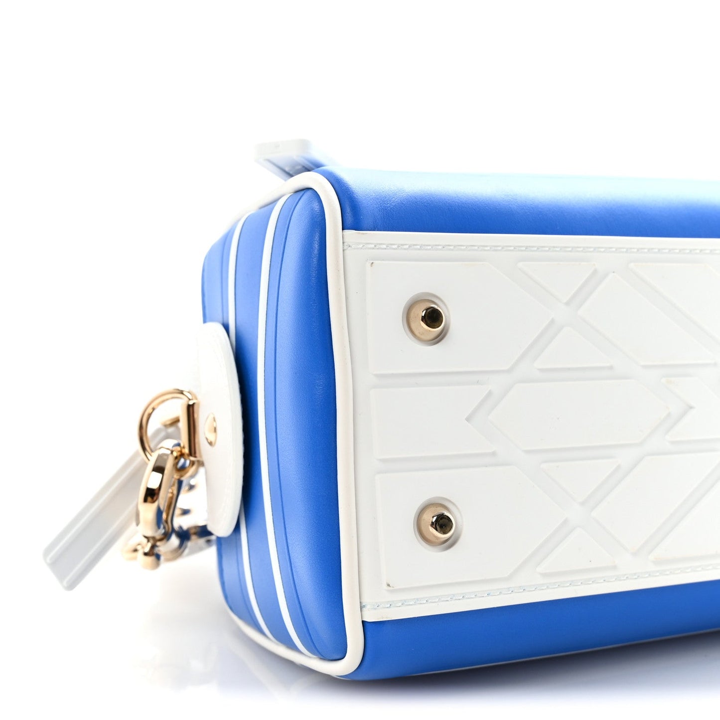 Calfskin Small Dior Vibe Zip Bowling Bag Blue