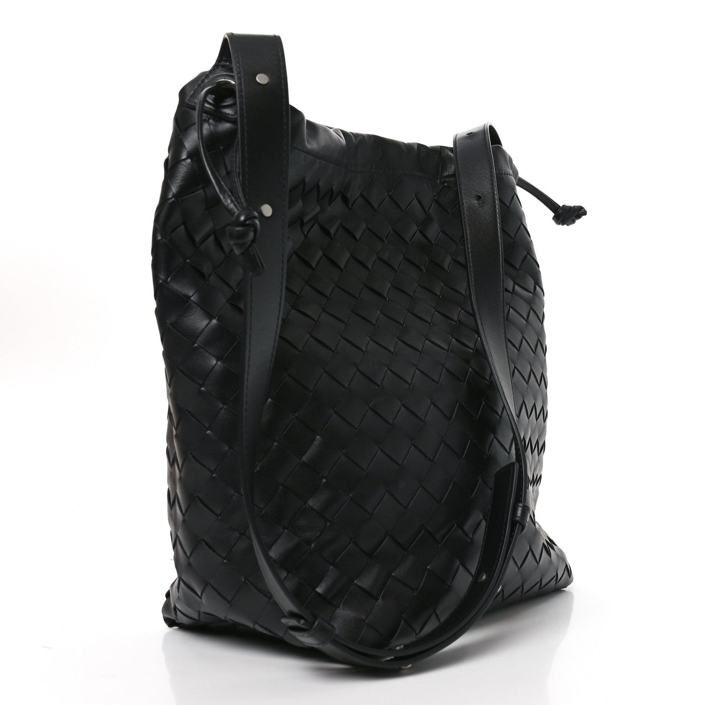 Nappa Intrecciato Biblioteca Bucket Bag Black