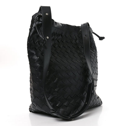 Nappa Intrecciato Biblioteca Bucket Bag Black