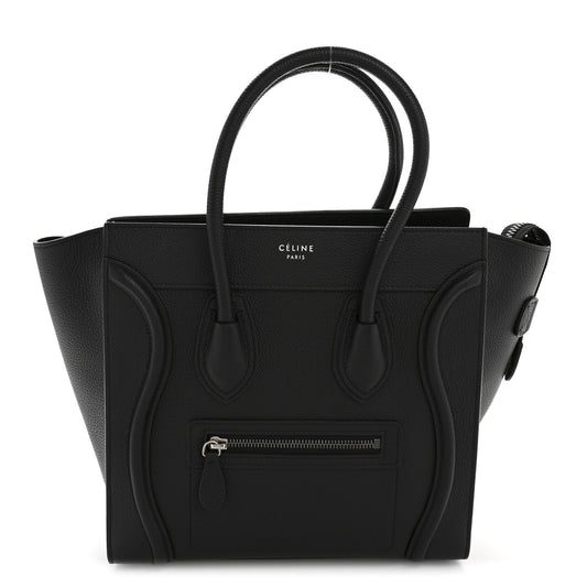 Drummed Calfskin Micro Luggage Black