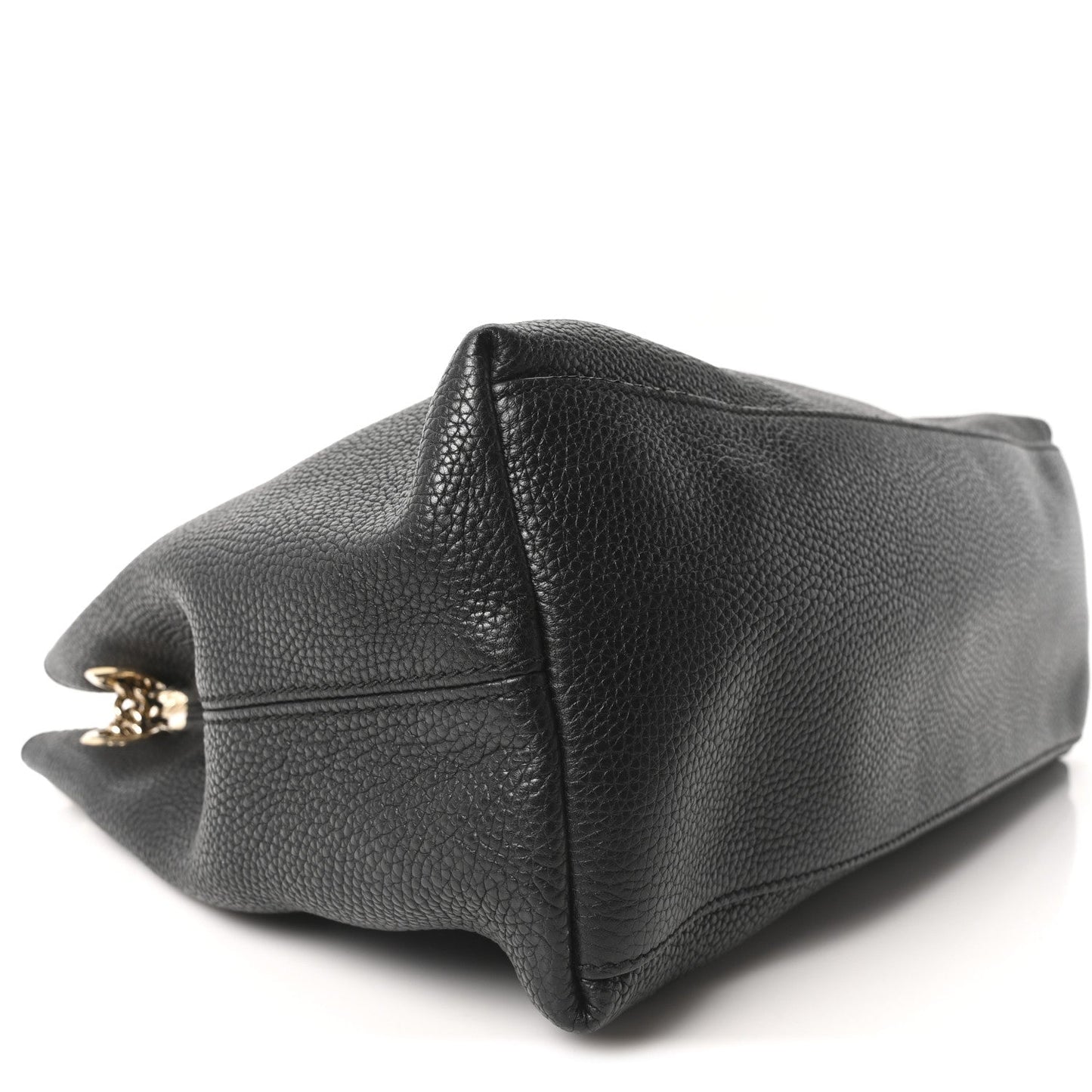 Pebbled Calfskin Medium Soho Chain Shoulder Bag Black