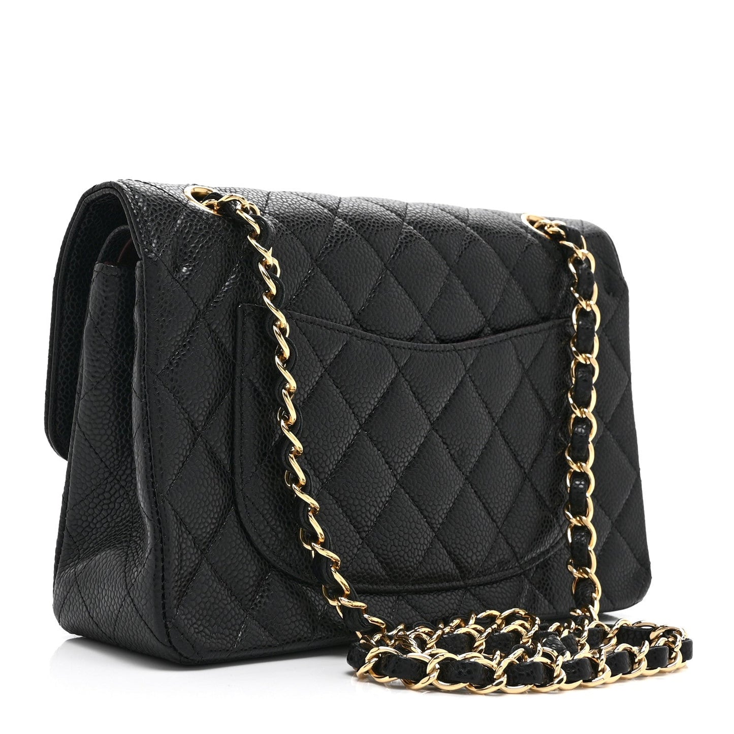 Caviar Quilted Small Double Flap Black
