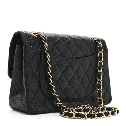 Caviar Quilted Small Double Flap Black