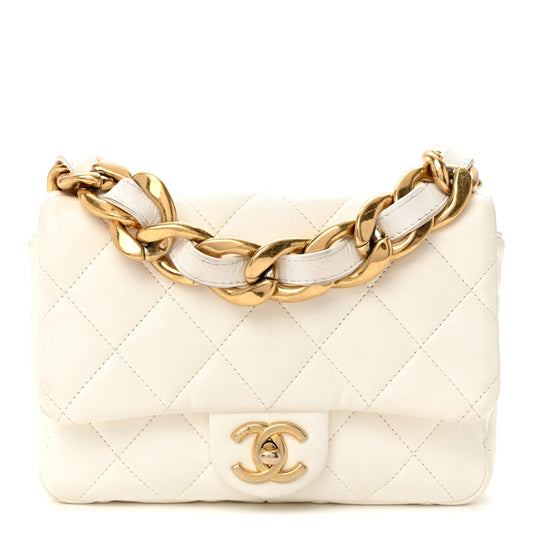 Lambskin Quilted Small CC Funky Town Flap White