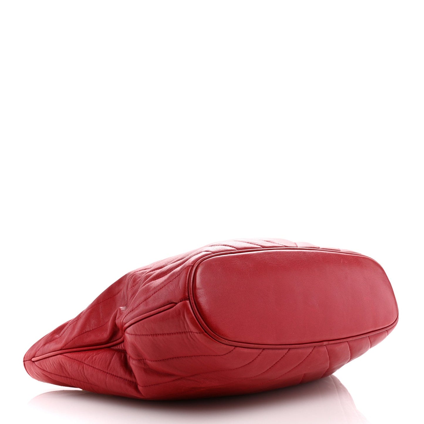 Lambskin Chevron Quilted Shoulder Bag Red