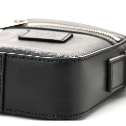 GG Supreme Monogram Appia Calfskin Web Small Camera Messenger Bag Black Grey