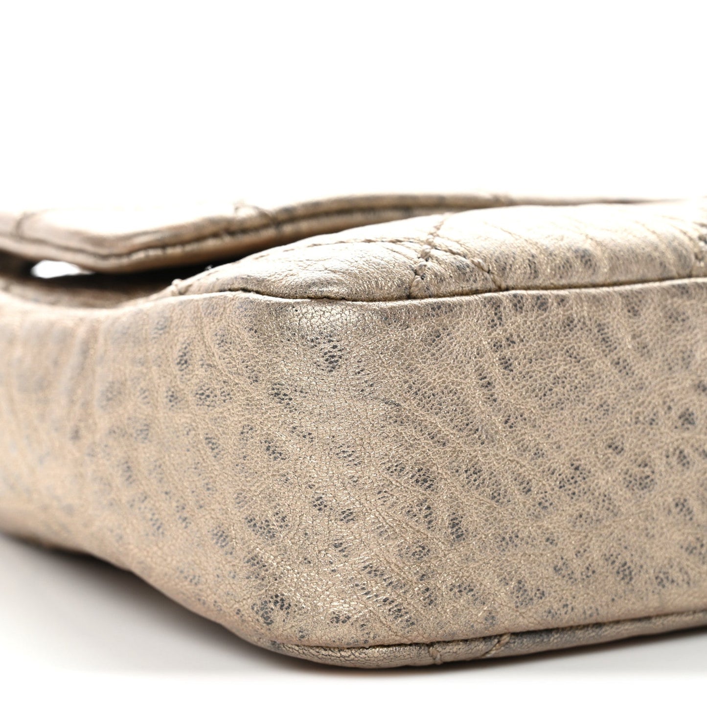 Distressed Metallic Lambskin Quilted Le Marais Ligne Flap Gold