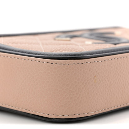 Caviar Quilted CC Filigree Clutch With Chain Beige Black