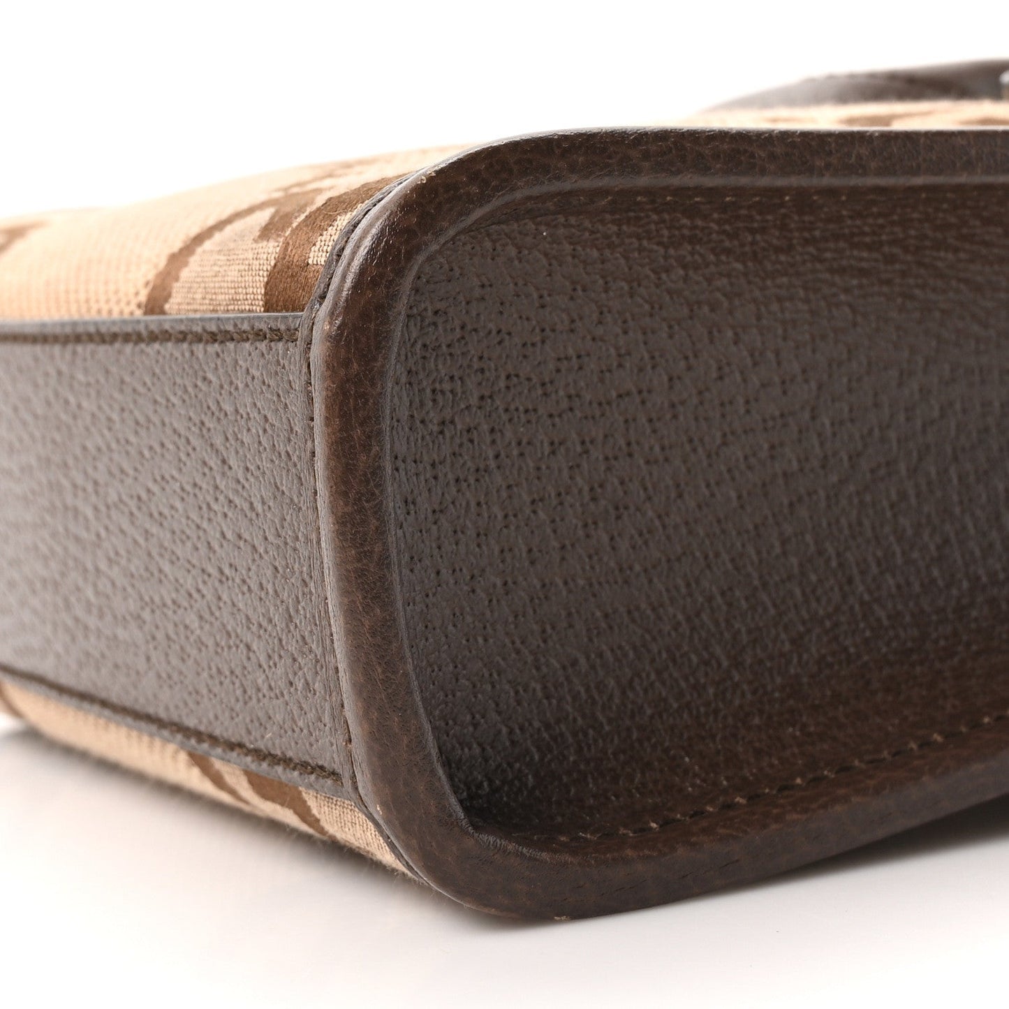 Monogram Jumbo GG Textured Dollar Calfskin Web Mini Vertical Tote Camel Ebony New Acero