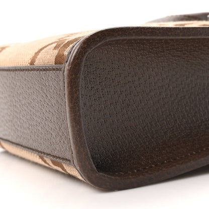 Monogram Jumbo GG Textured Dollar Calfskin Web Mini Vertical Tote Camel Ebony New Acero