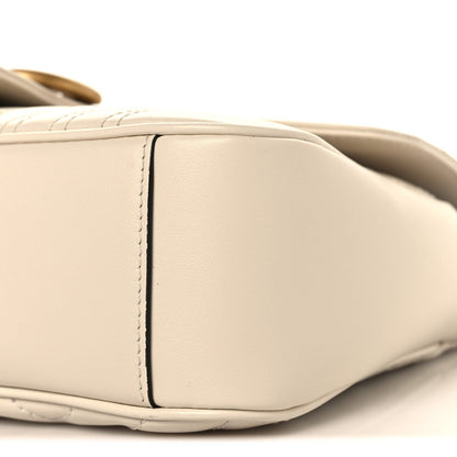Calfskin Matelasse Small GG Marmont Shoulder Bag White