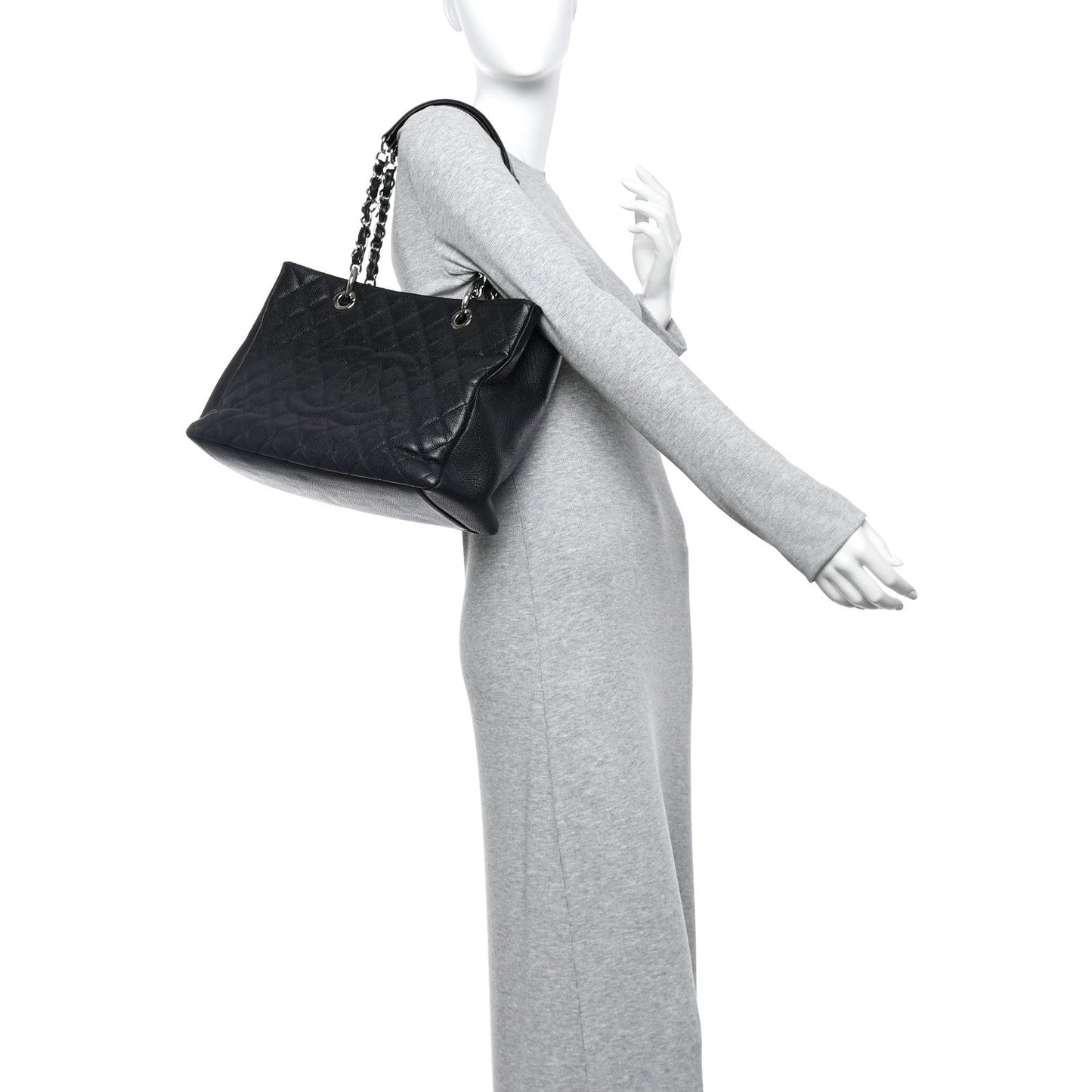 Caviar Quilted Grand Shopping Tote GST Black