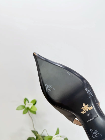 PRA 26SS Slingback 55 Black Beige Cowhide 592411