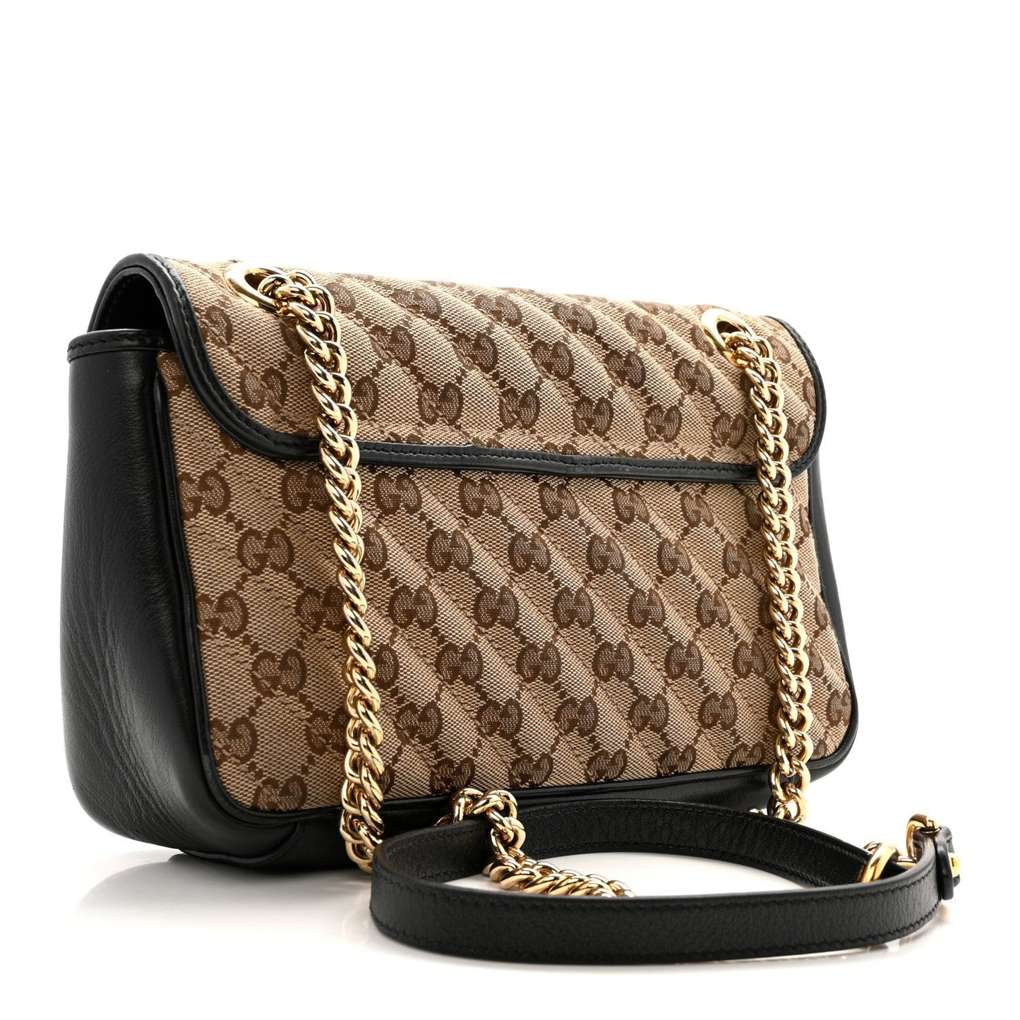 Monogram Matelasse Diagonal Small GG Marmont Shoulder Bag Beige Black