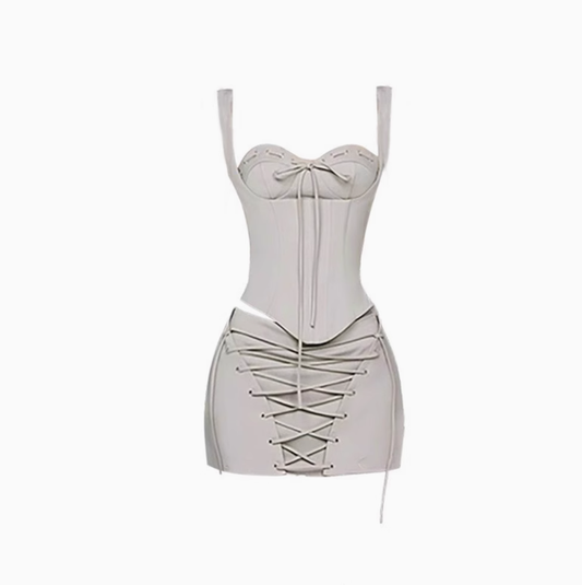 American hot girl waist suspender top 2025 large size strap hip skirt suit R1351