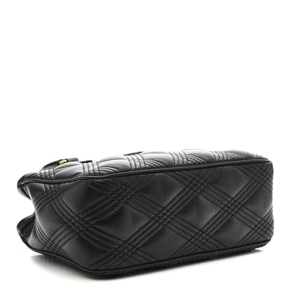 Calfskin Quilted Vlogo Small Top Handle Shoulder Bag Black