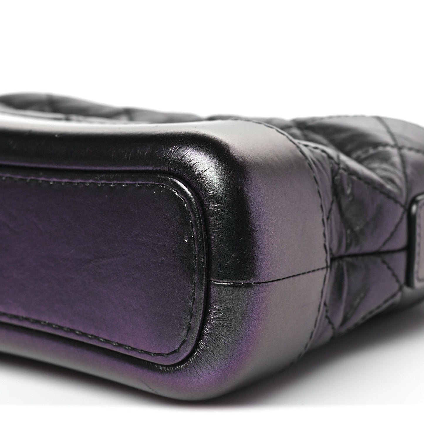 Iridescent Aged Calfskin Quilted Small Gabrielle Hobo Black