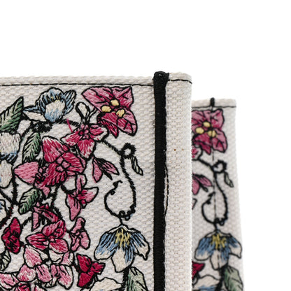 Canvas Embroidered Large Florilegio Book Tote White Multicolor
