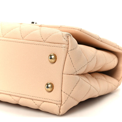 Caviar Quilted Mini Coco Handle Flap Beige