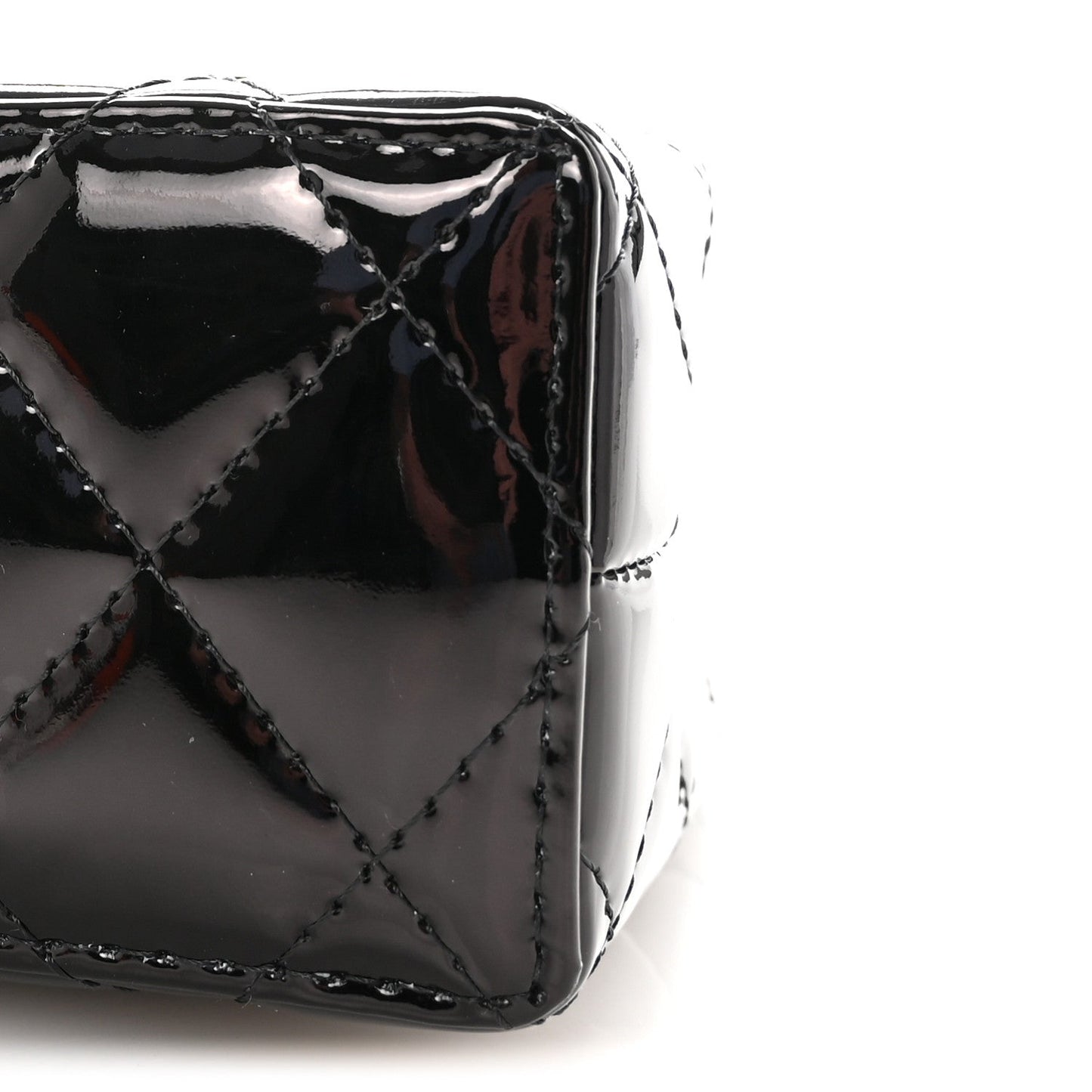 Patent Calfskin Quilted Nano Kelly Shopper Black