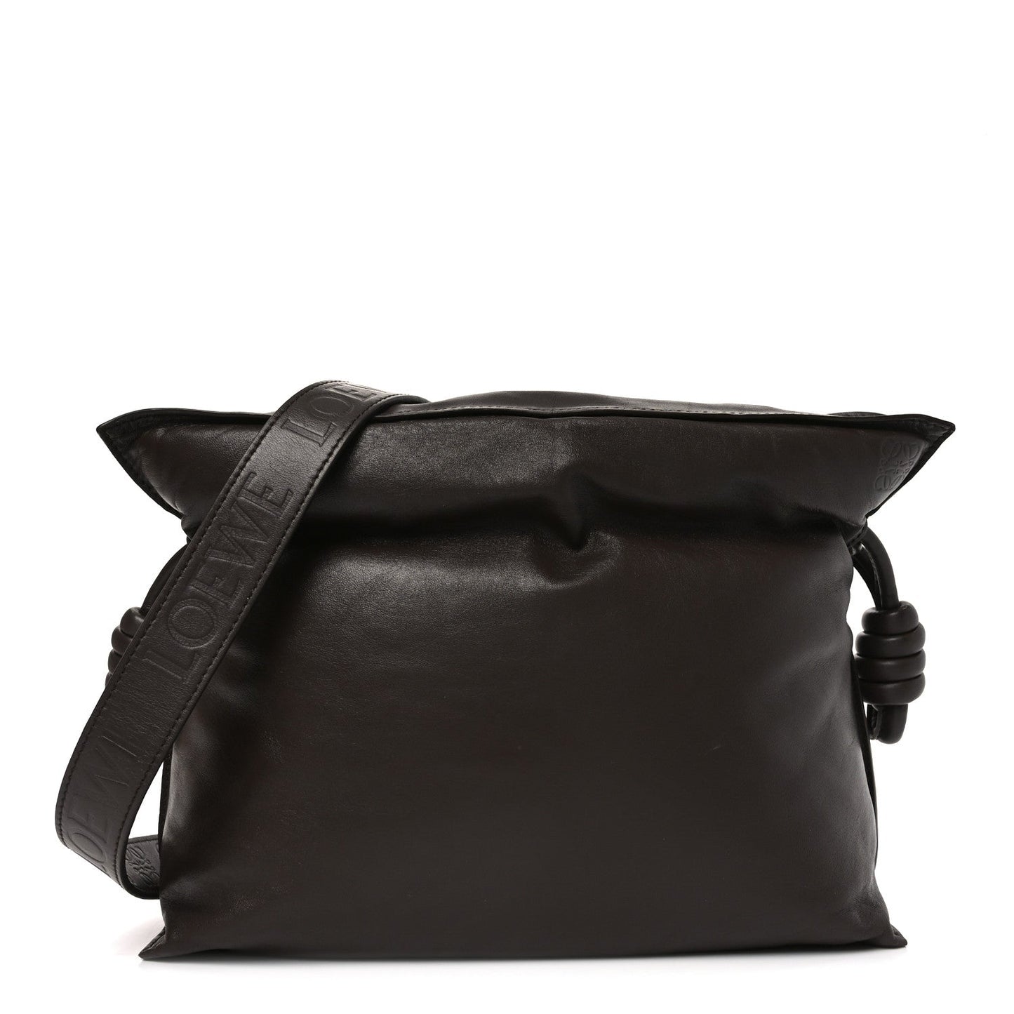 Calfskin Flamenco Puffer Knot Bag Dark Brown