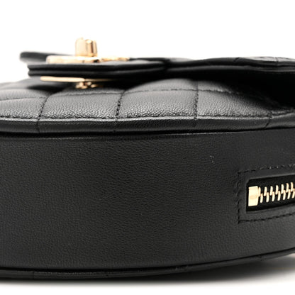 Lambskin Quilted CC In Love Heart Clutch With Chain Black