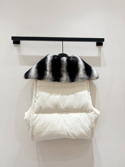LP 25 Vest White Black Fur Cashmere Wool 310254