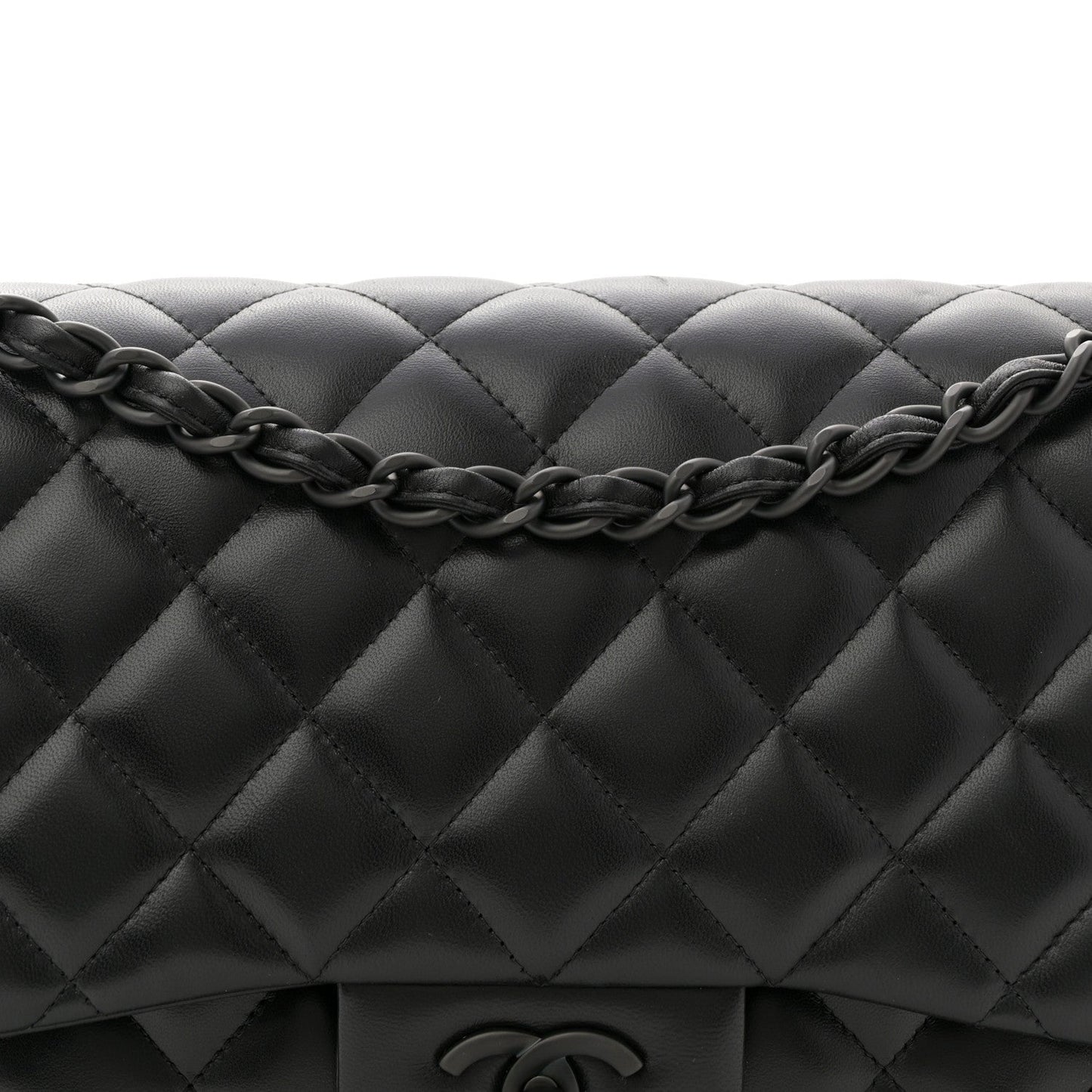 Lambskin Quilted Jumbo Double Flap So Black