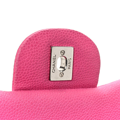 Iridescent Caviar Quilted Jumbo Double Flap Pink