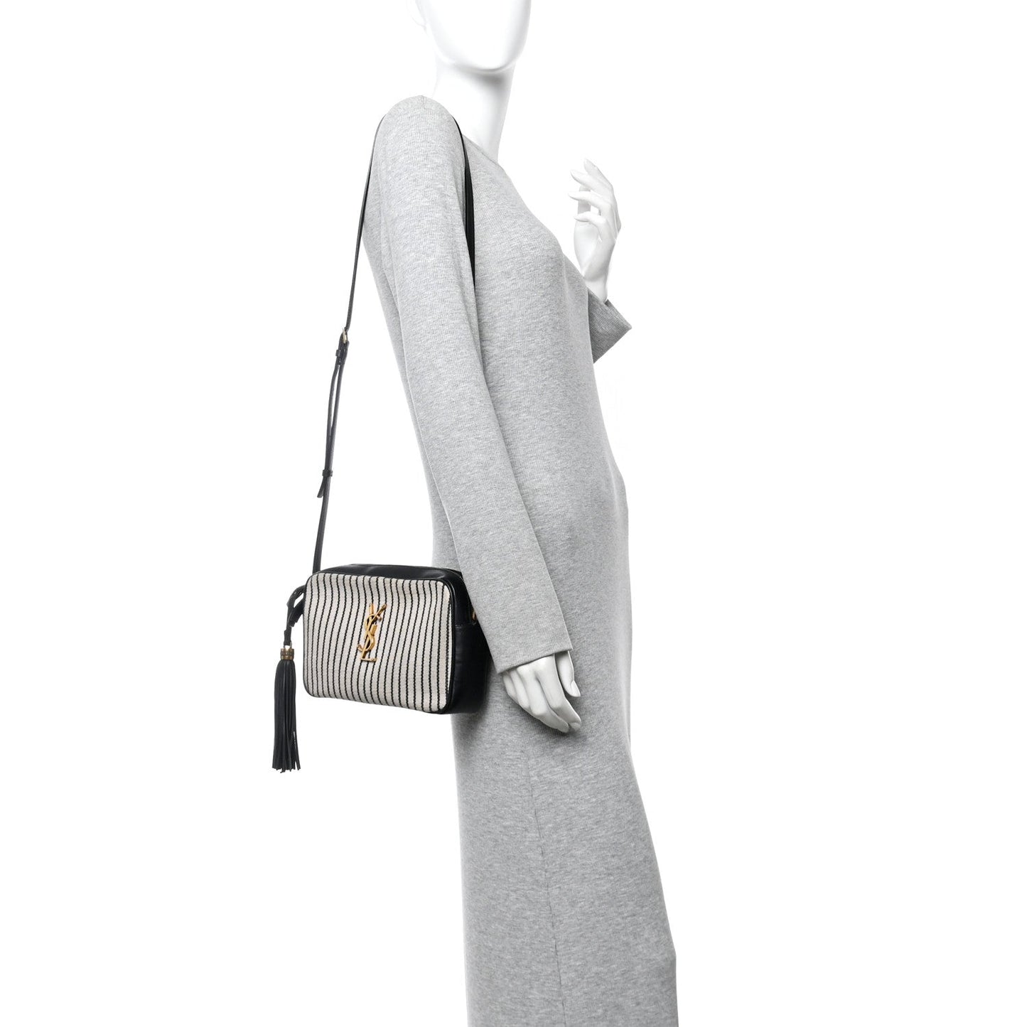 Canvas Calfskin Monogram Lou Camera Bag Black Grey Cream