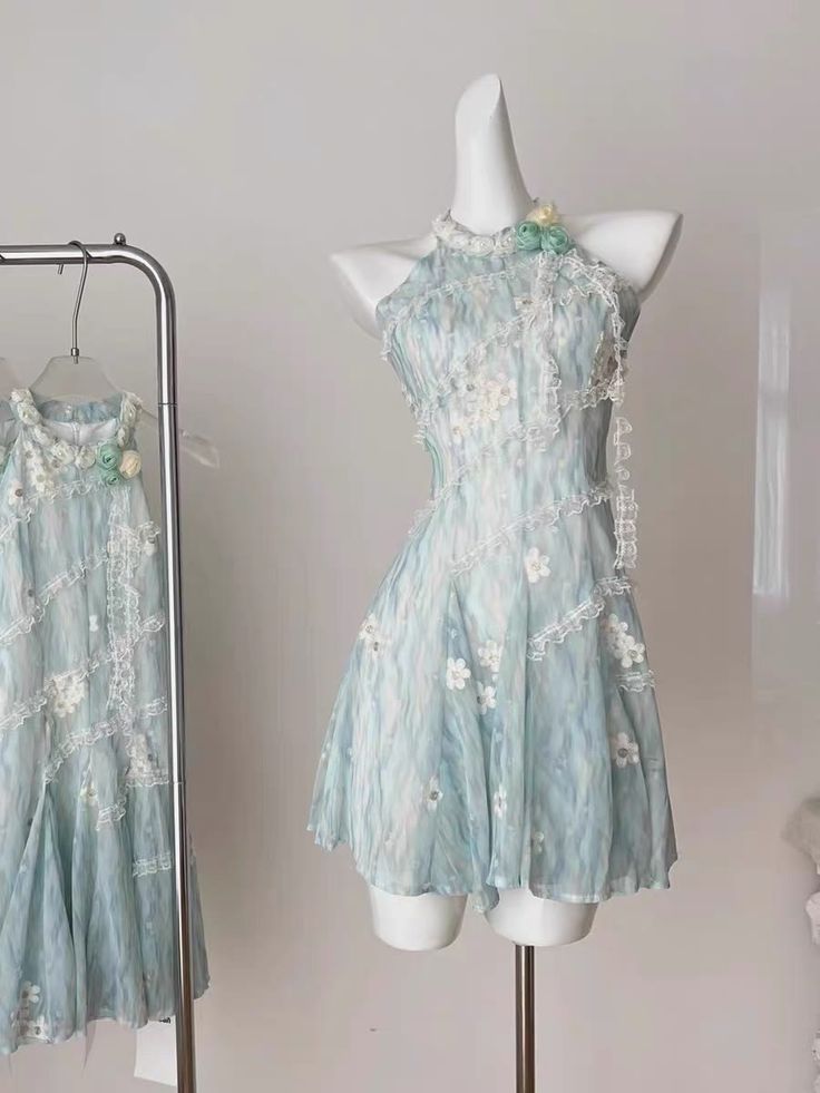 Gray blue sleeveless waisted A-line short skirt homecoming dress R4097