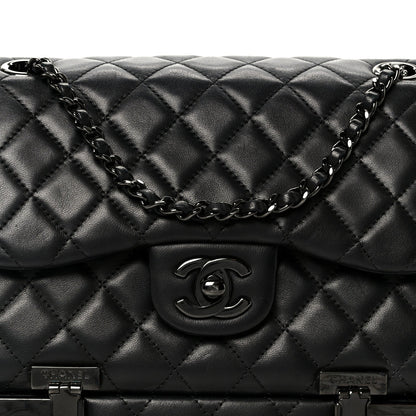 Lambskin Quilted Cockpit Flap Bag Black