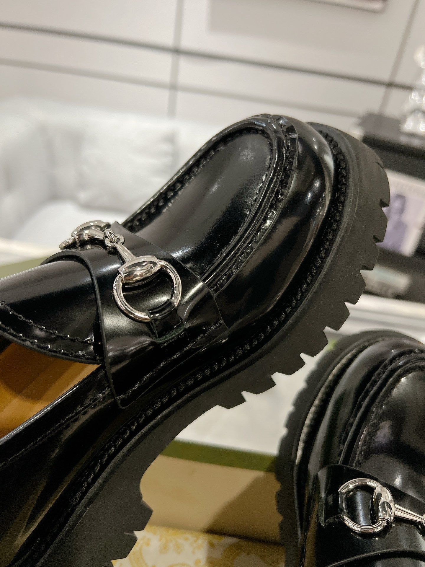 GG LOAFER WITH HORSEBIT GLOSSY BLACK CALFSKIN