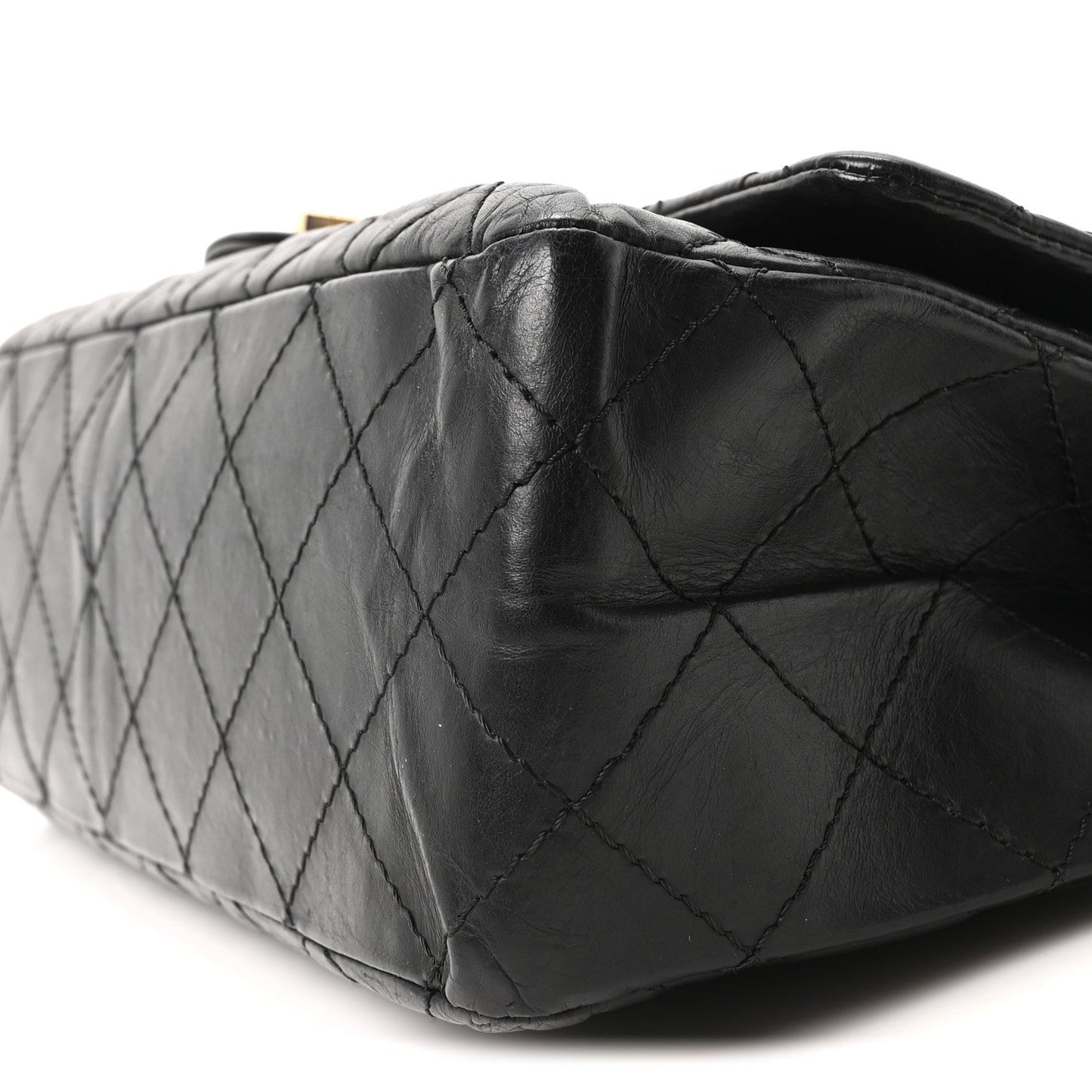 Aged Calfskin Quilted 2.55 Reissue 227 Flap Black