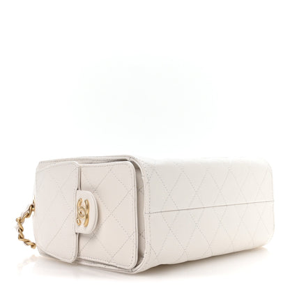 Caviar Quilted Mini Chanel 25 Handbag White