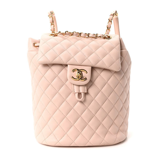 Calfskin Quilted Small Urban Spirit Backpack Beige