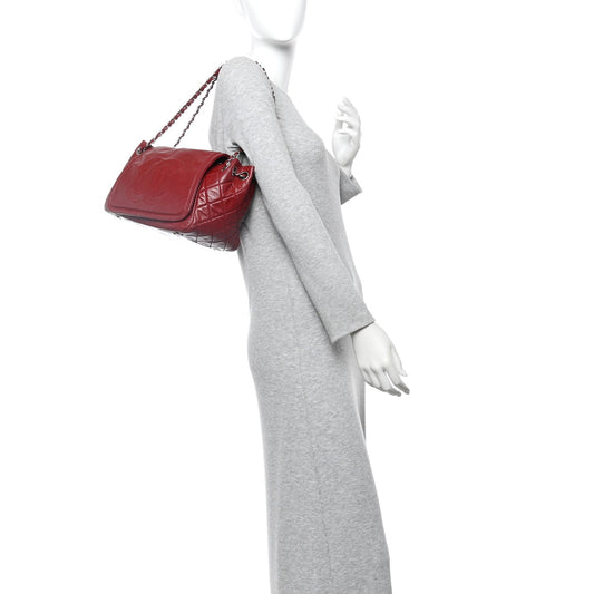 Lambskin Medium Rock and Chain Flap Red