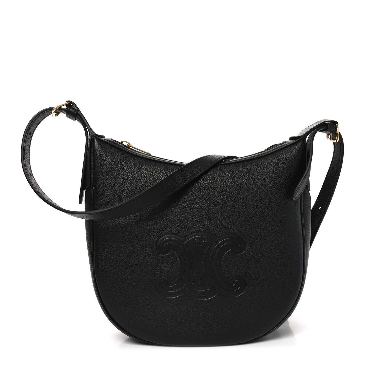 Supple Calfskin Cuir Triomphe Small Heloise Shoulder Bag Black