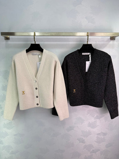 CD 25SS Bee Knitted V-Neck Button Wool Cardigan 306372