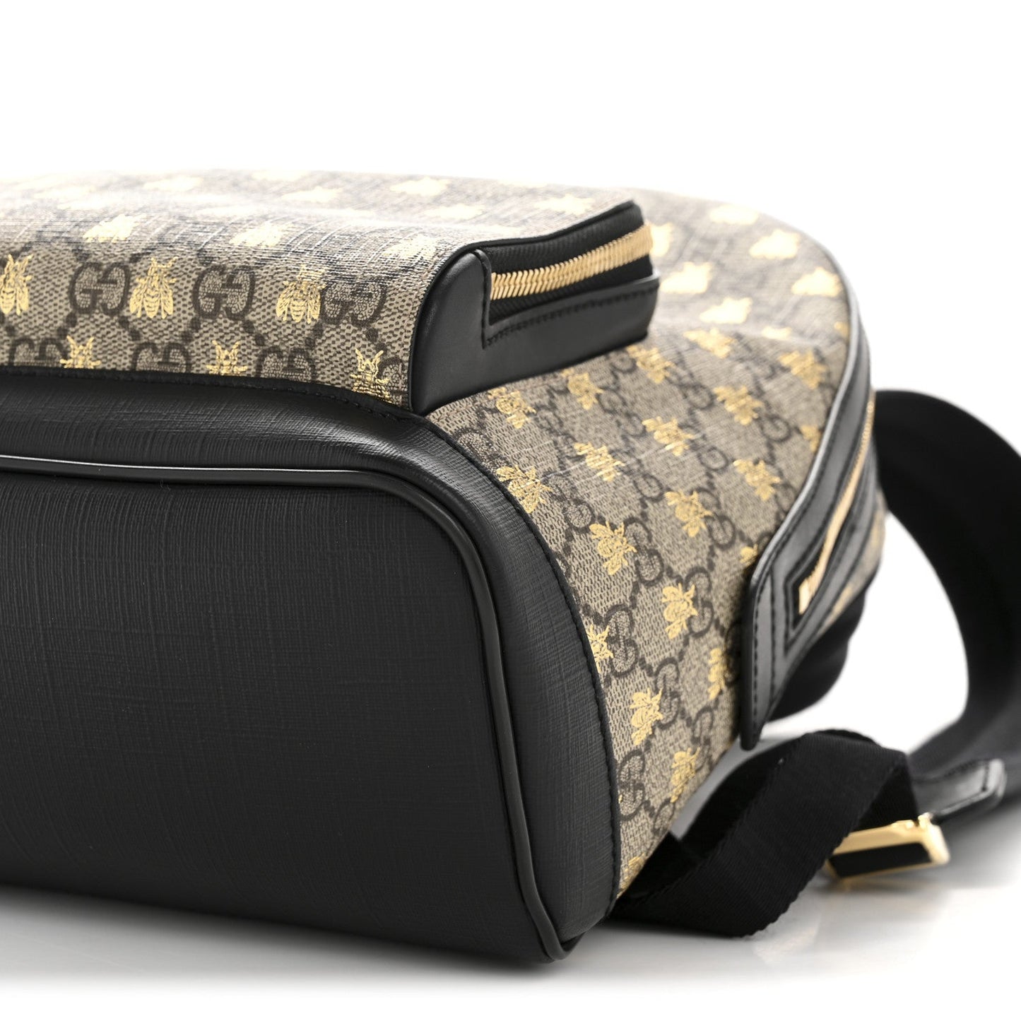 GG Supreme Monogram Bees Print Small Day Backpack Beige Oro Black