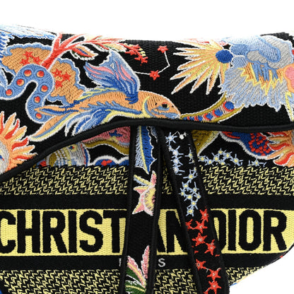 Canvas Embroidered Zodiac Fantastico Saddle Bag Black Multicolor