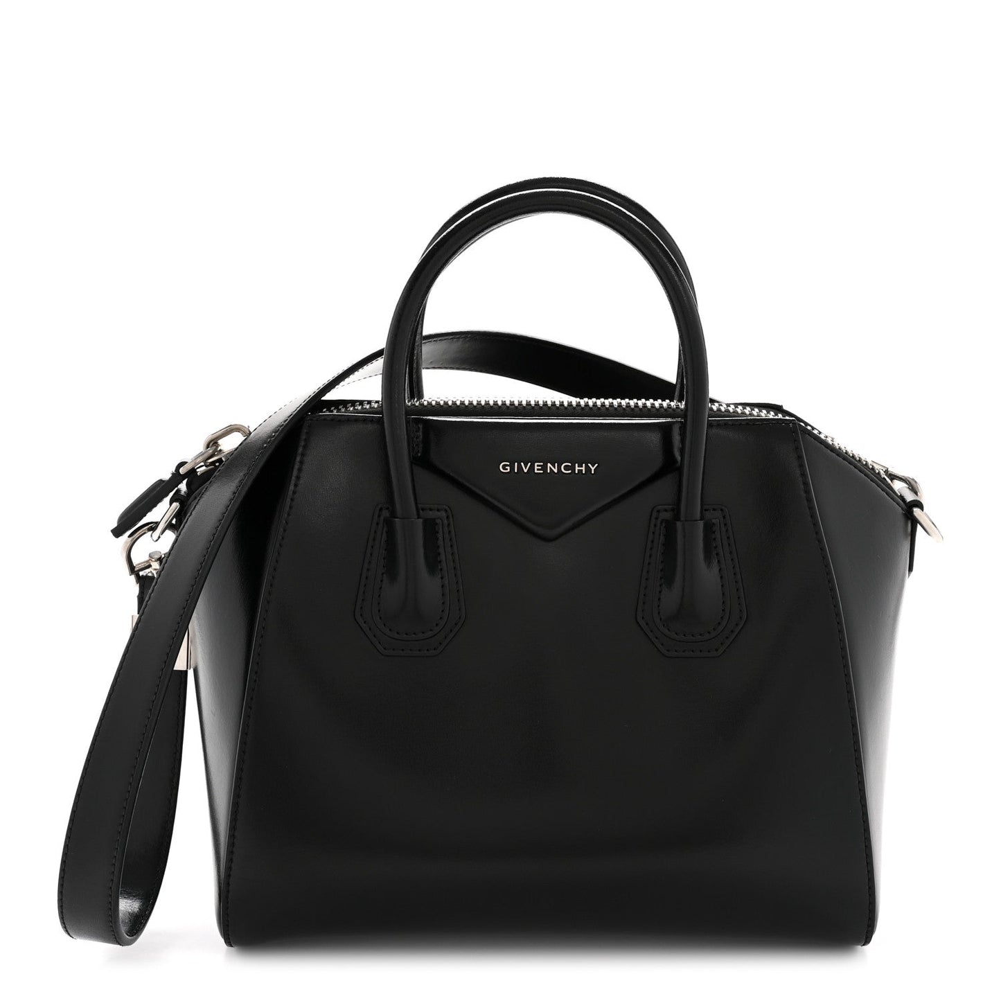 Shiny Lord Calfskin Small Antigona Black