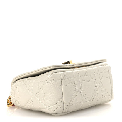Calfskin Heart Cannage Dioramour Micro Bag Latte
