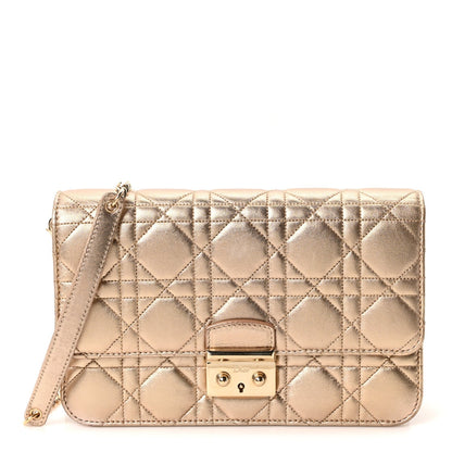 Metallic Lambskin Cannage Miss Dior Promenade Pouch Gold